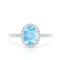 Classic Aquamarine Oval Engagement Ring with Diamond Halo
