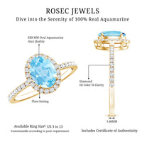 Classic Aquamarine Oval Engagement Ring with Diamond Halo