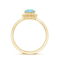 Classic Aquamarine Oval Engagement Ring with Diamond Halo