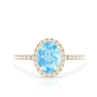Classic Aquamarine Oval Engagement Ring with Diamond Halo