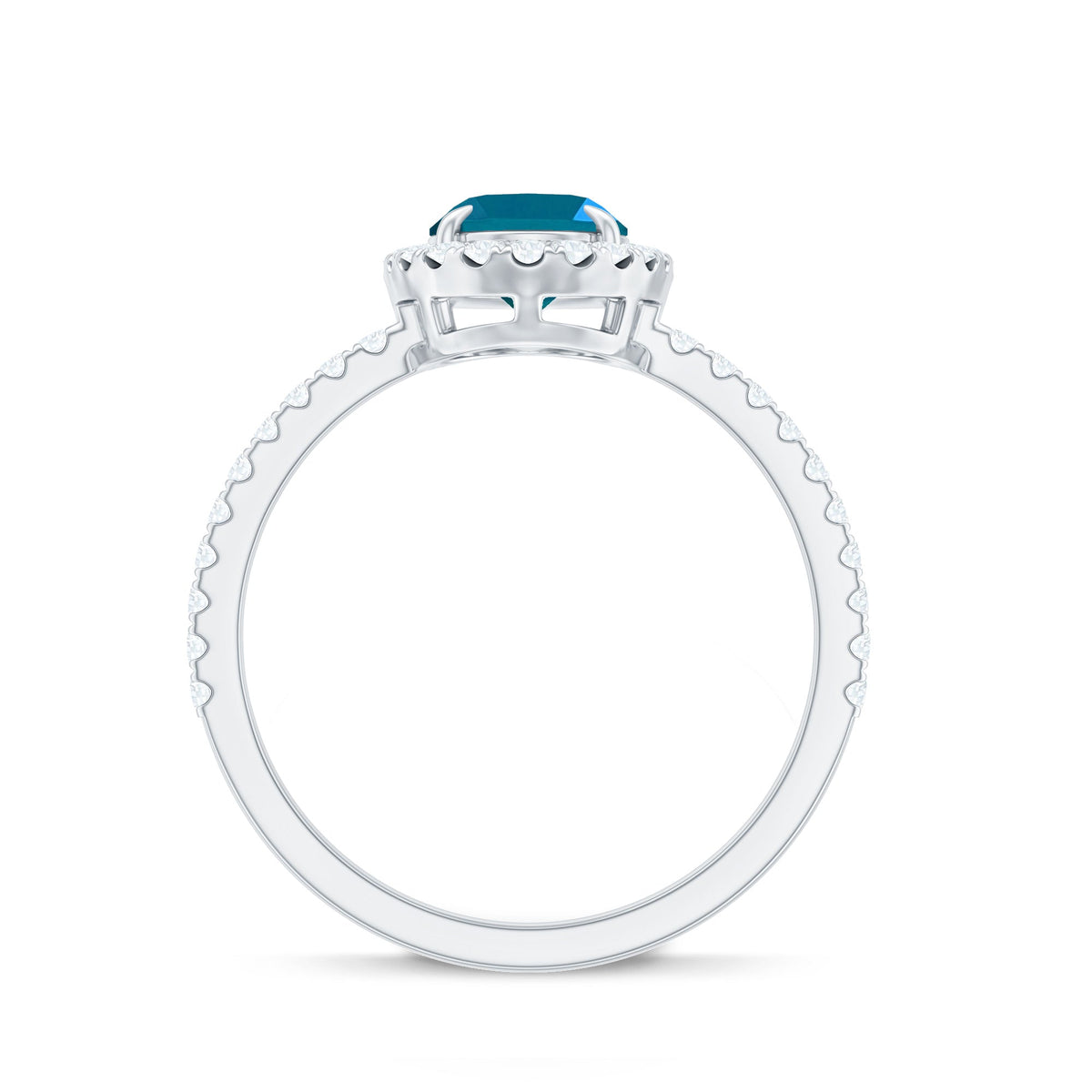 Oval 6X8MM London Blue Topaz Halo Engagement Ring