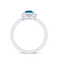 Oval 6X8MM London Blue Topaz Halo Engagement Ring