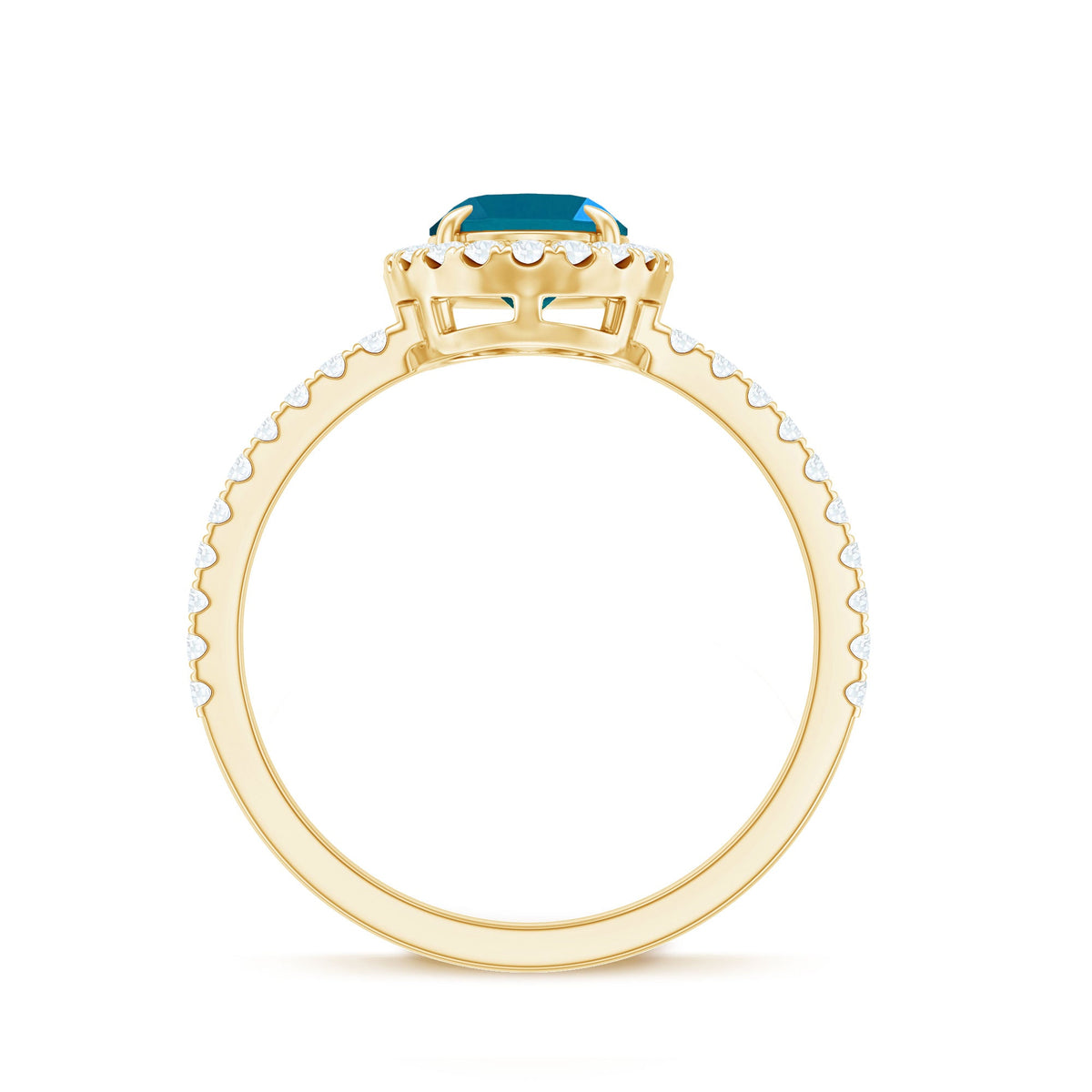Oval 6X8MM London Blue Topaz Halo Engagement Ring