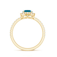 Oval 6X8MM London Blue Topaz Halo Engagement Ring