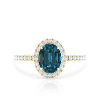 Oval 6X8MM London Blue Topaz Halo Engagement Ring
