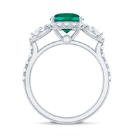 Certified 2 Carat Lab Grown Emerald Vintage Looking Engagement Ring with Moissanite