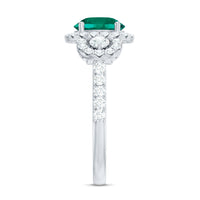 Certified 2 Carat Lab Grown Emerald Vintage Looking Engagement Ring with Moissanite