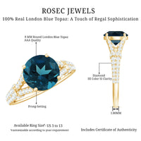Natural London Blue Topaz Split Shank Engagement Ring