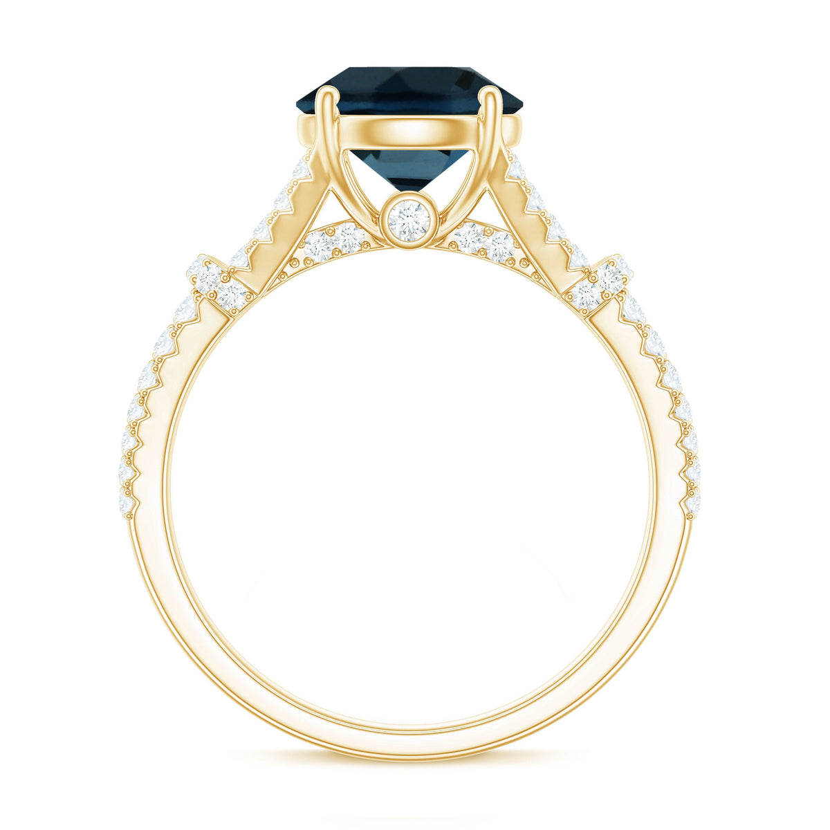 Natural London Blue Topaz Split Shank Engagement Ring