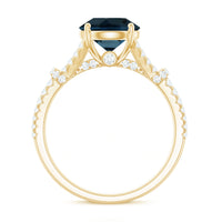 Natural London Blue Topaz Split Shank Engagement Ring