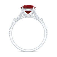 Lab Created Ruby and Diamond Split Shank Engagement Ring