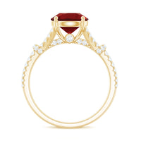 Lab Created Ruby and Diamond Split Shank Engagement Ring