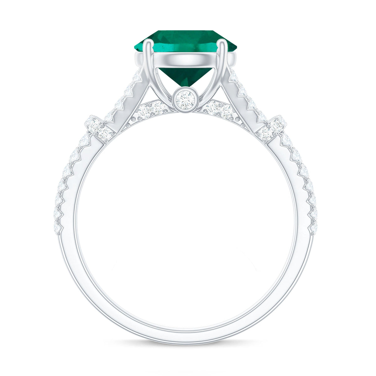 Classic Lab Grown Emerald Diamond Engagement Ring with Split Shank