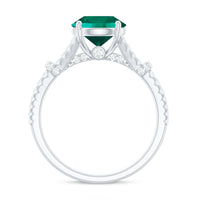 Classic Lab Grown Emerald Diamond Engagement Ring with Split Shank