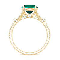 Classic Lab Grown Emerald Diamond Engagement Ring with Split Shank