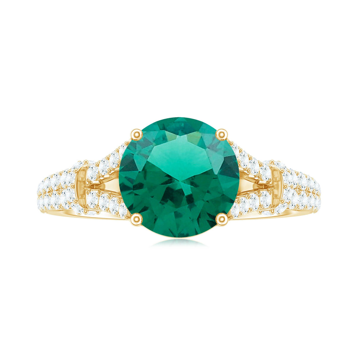 Classic Lab Grown Emerald Diamond Engagement Ring with Split Shank