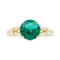 Classic Lab Grown Emerald Diamond Engagement Ring with Split Shank