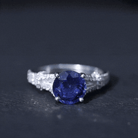 Certified 2.7 Carat Lab Grown Blue Sapphire Engagement Ring with Diamond Split Shank