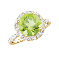 2 Carat Round Peridot Engagement Ring with Diamond Halo