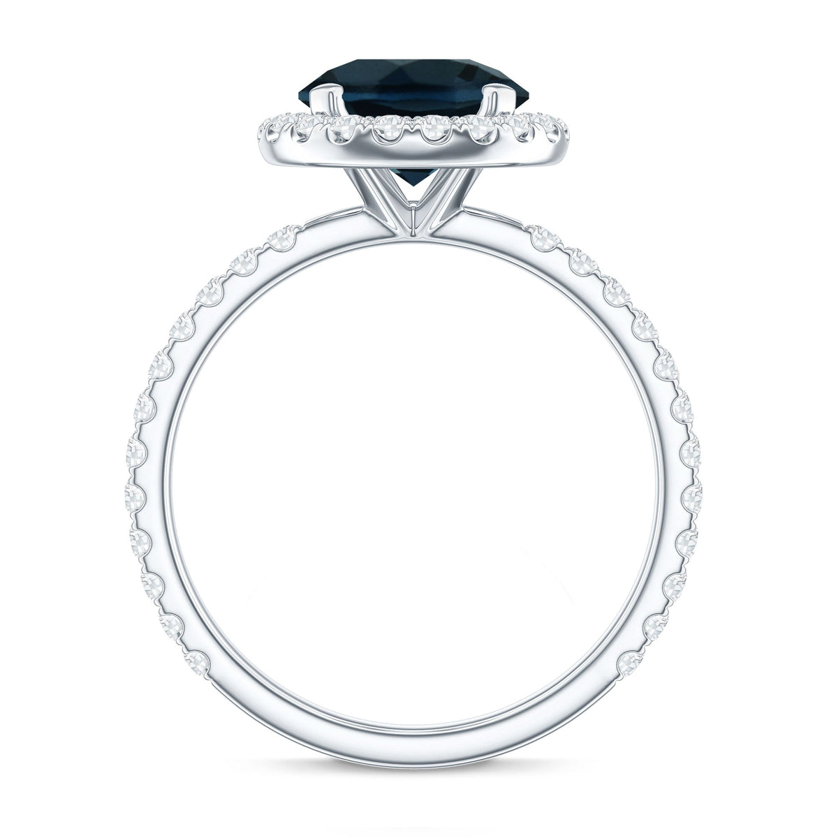 8MM London Blue Topaz Classic Engagement Ring with Diamond