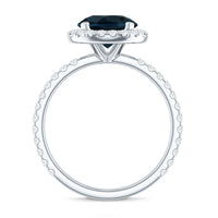 8MM London Blue Topaz Classic Engagement Ring with Diamond