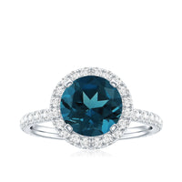 8MM London Blue Topaz Classic Engagement Ring with Diamond