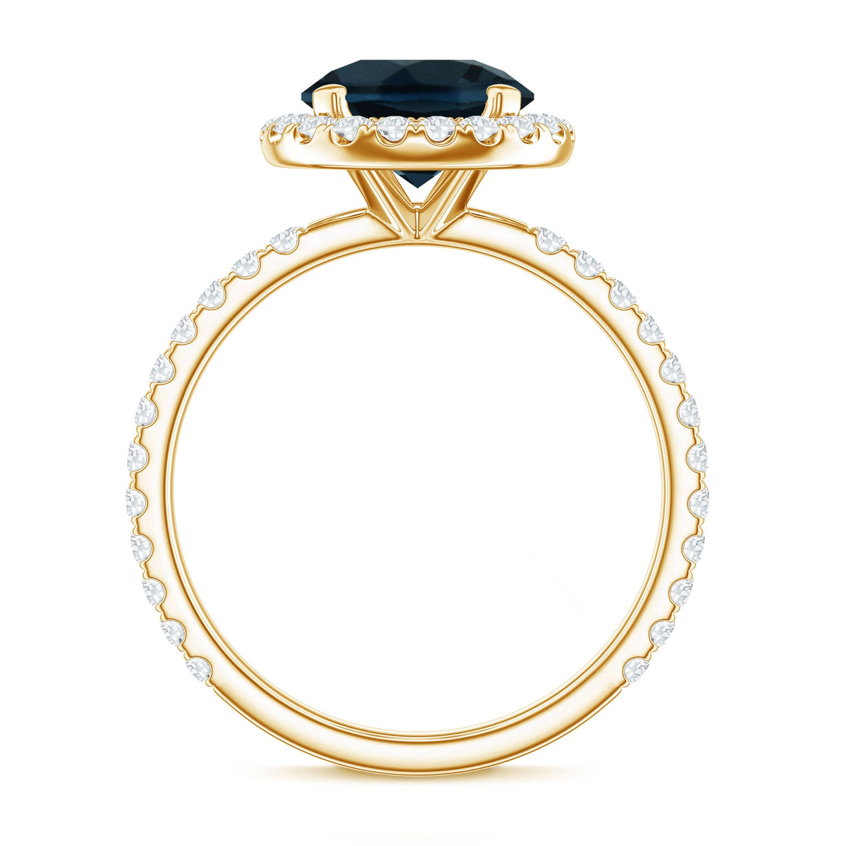 8MM London Blue Topaz Classic Engagement Ring with Diamond
