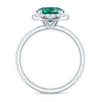 Certified 8 mm Lab Grown Emerald Classic Engagement Ring with Halo