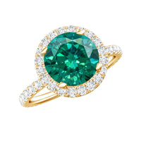 Certified 8 mm Lab Grown Emerald Classic Engagement Ring with Halo