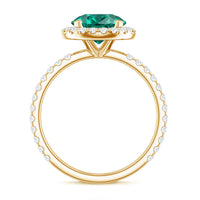 Certified 8 mm Lab Grown Emerald Classic Engagement Ring with Halo