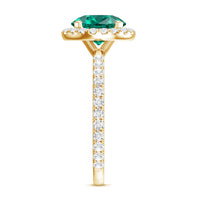 Certified 8 mm Lab Grown Emerald Classic Engagement Ring with Halo