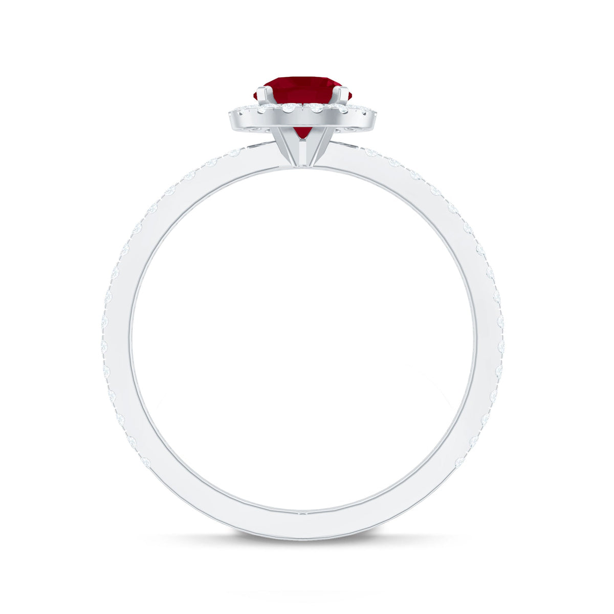 Minimal 0.6 Carat Ruby Engagement Ring with Diamond Halo