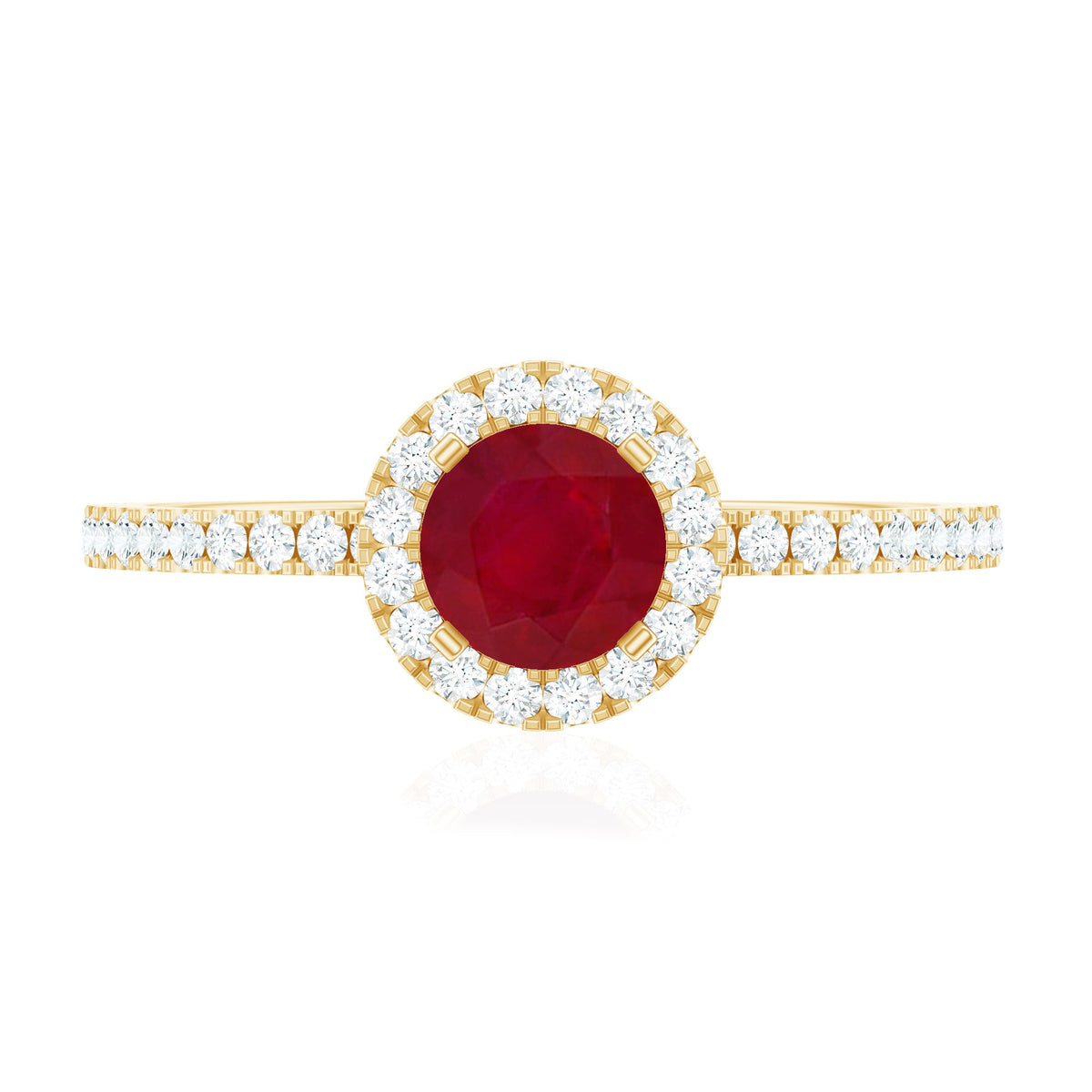 Minimal 0.6 Carat Ruby Engagement Ring with Diamond Halo