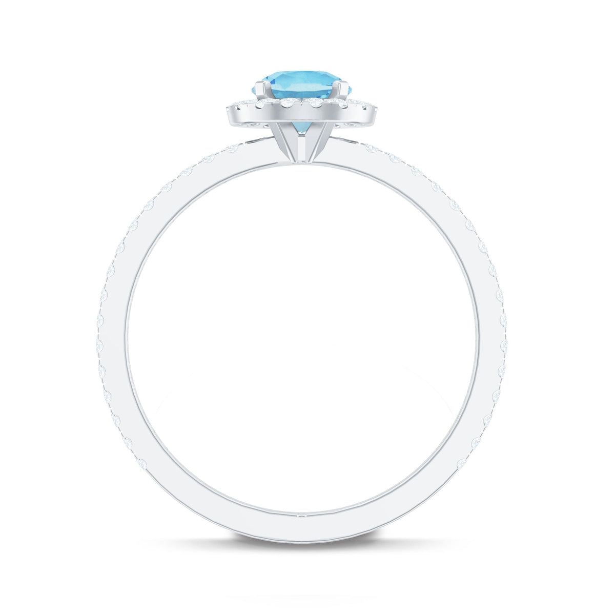 Genuine blue aquamarine ring with diamond accents from Rosec Jewels, featuring a large central aquamarine gemstone and sparkling side diamonds.
