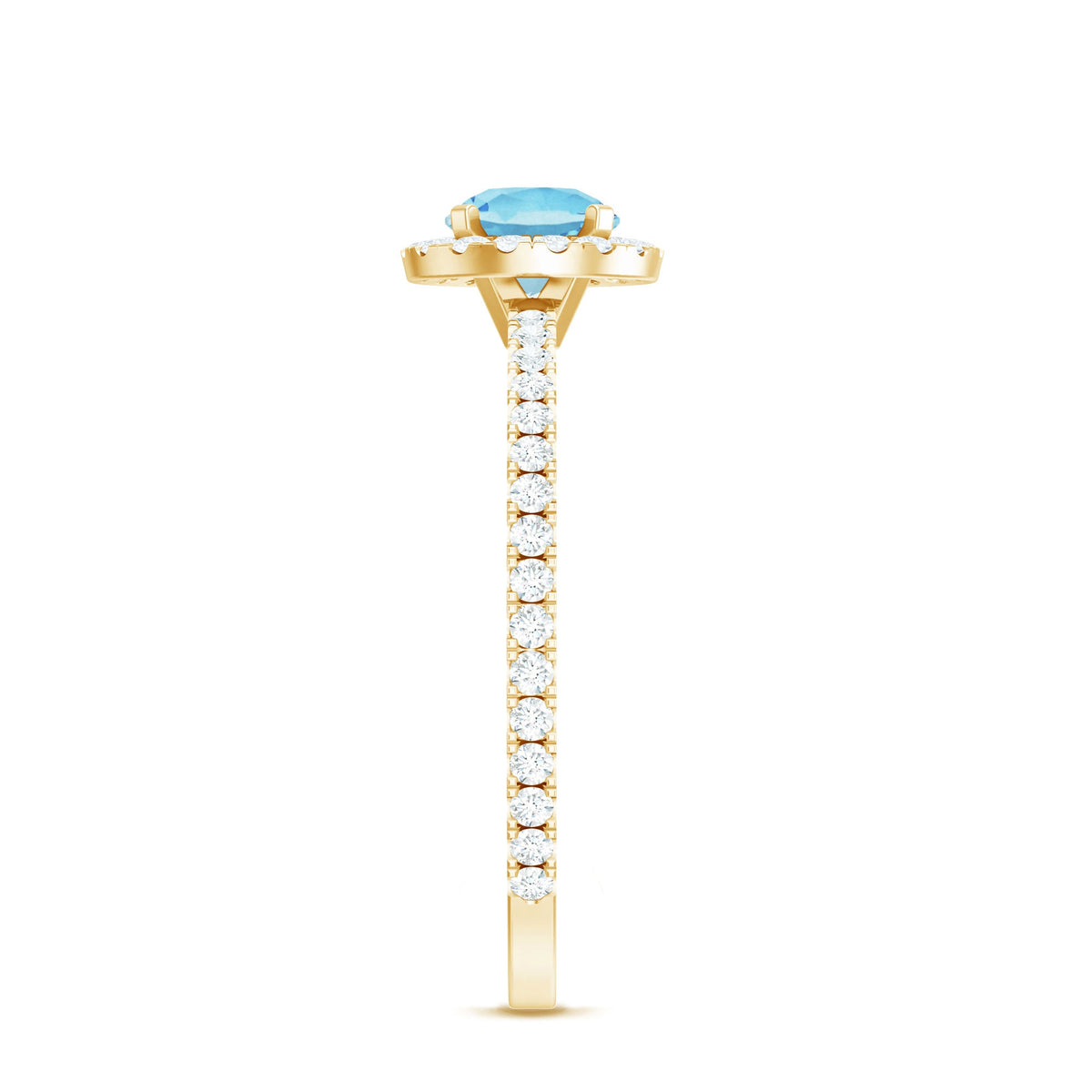 Genuine blue aquamarine ring with diamond accent from Rosec Jewels, showcasing the elegant gemstone and sparkling detail.