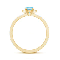 Genuine blue aquamarine ring with diamond accent, Rosec Jewels rings featuring a large oval aquamarine stone and small sparkling diamonds.