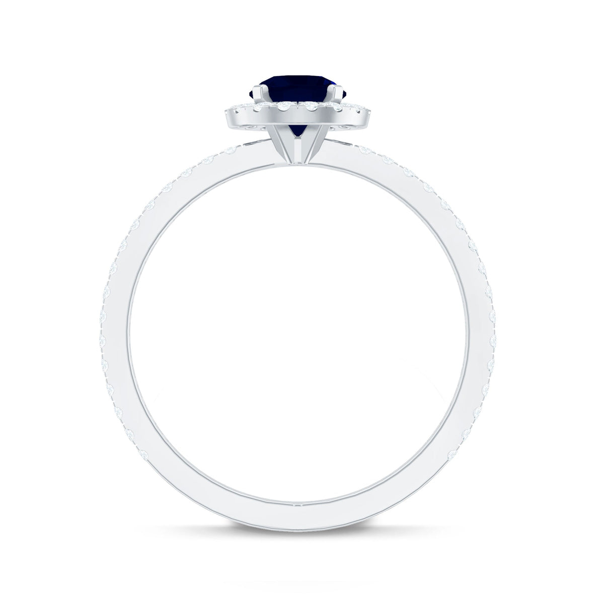 0.95 Carat Round Blue Sapphire and Diamond Halo Engagement Ring