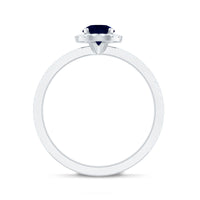 0.95 Carat Round Blue Sapphire and Diamond Halo Engagement Ring