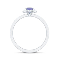 Womens Tanzanite Halo Ring with Diamond