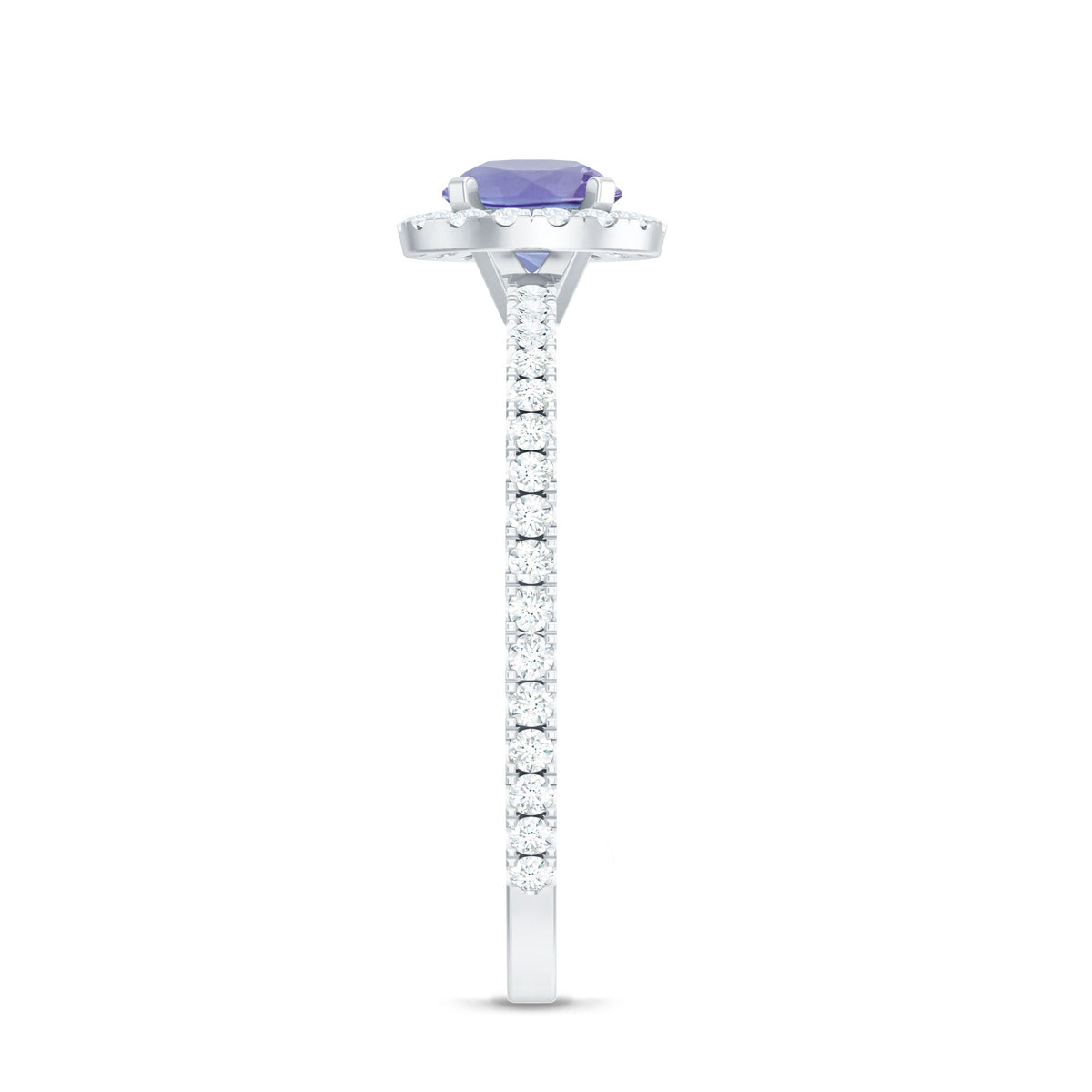 Womens Tanzanite Halo Ring with Diamond