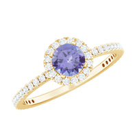 Womens Tanzanite Halo Ring with Diamond