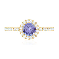 Womens Tanzanite Halo Ring with Diamond