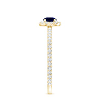 Minimal 0.9 Carat Blue Sapphire Engagement Ring with Diamond Halo