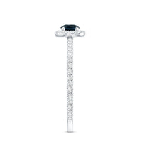 Round Shaped Blue Topaz and Diamond Minimal Engagement Ring