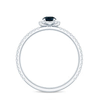 Round Shaped Blue Topaz and Diamond Minimal Engagement Ring