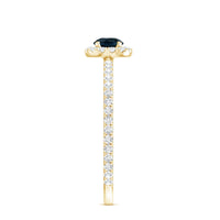 Round Shaped Blue Topaz and Diamond Minimal Engagement Ring