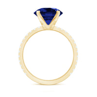 Certified 4.5 Carat Lab Grown Blue Sapphire Engagement Ring with Diamond