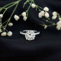 Certified Moissanite 10 MM Round Cut Engagement Ring