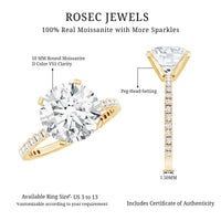Certified Moissanite 10 MM Round Cut Engagement Ring