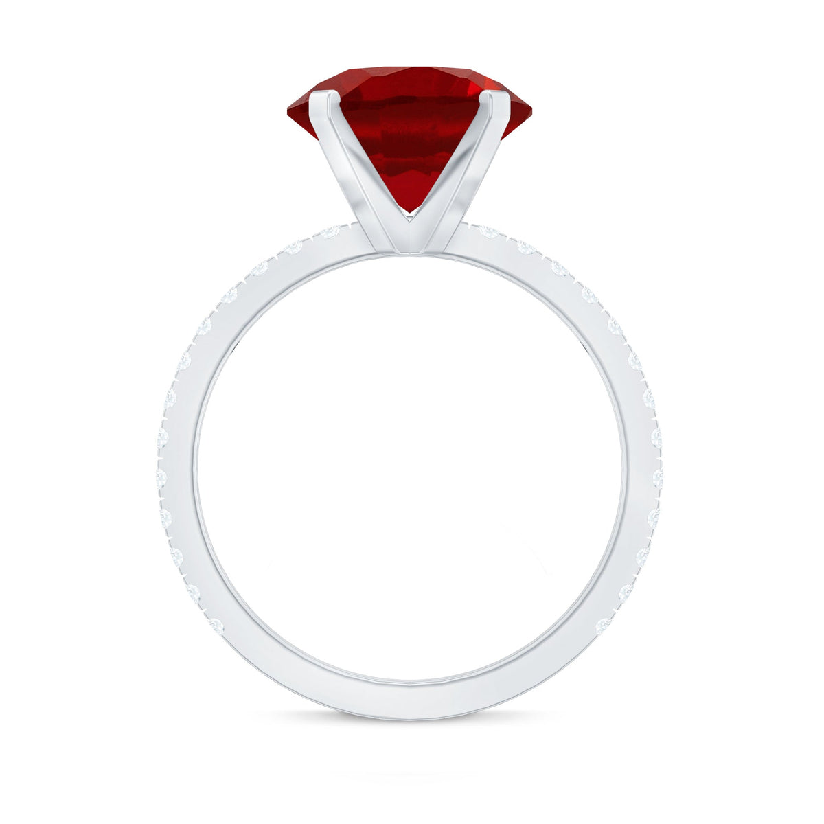10 MM Lab Created Ruby Solitaire Engagement Ring With Real Diamonds